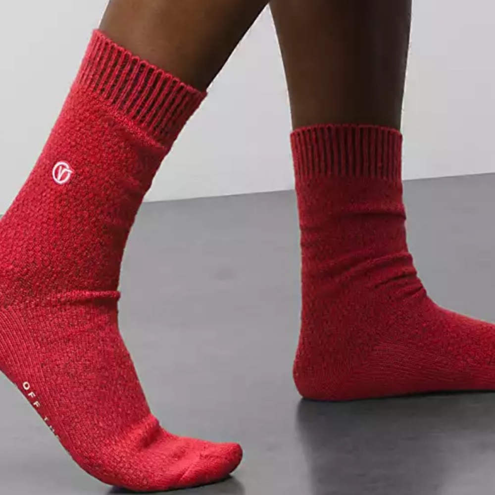 Vans Waffle Knit Texture Crew Socks Hibiscus